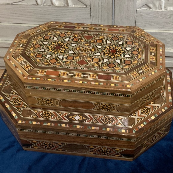 Handmade wood jewelry boxes.